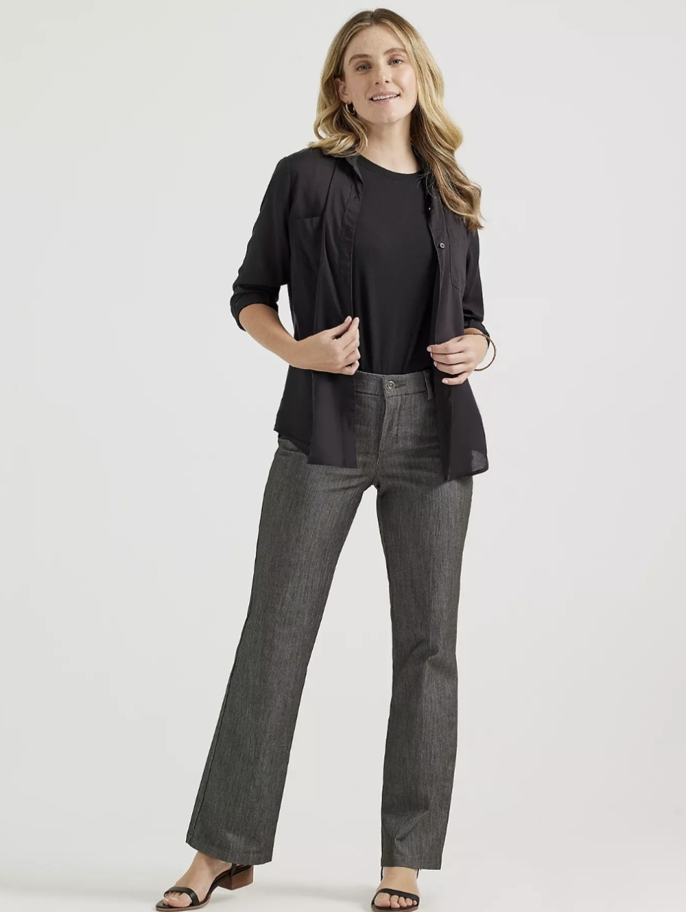 Lee Women's Regular Fit Mid Rise‎ Wide Leg Trouser Dark Academia Old Money